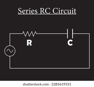 Serie RC-Schaltung einzeln auf weißem Hintergrund. Vektorgrafik.