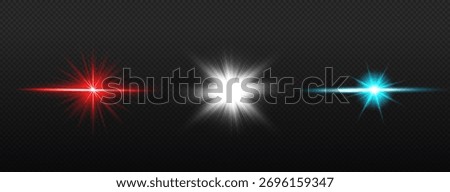 A series of red, white, and blue flashes of light. Lens flares, starbursts.