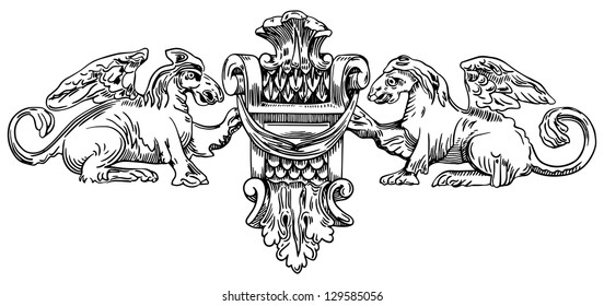 Series - The reliefs of the 19th century Kiev buildings (Ukraine) drawn by me (ink, stylus)