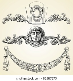 Series - The reliefs of the 19th century Kiev buildings (Ukraine) drawn by me (ink, stylus)