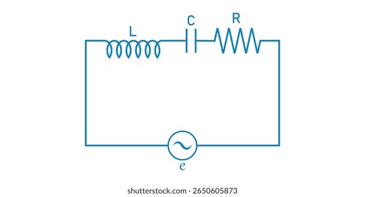 Series RLC Circuit Diagram. Inductance Resistor and Capacitor Symbol in Circuit.