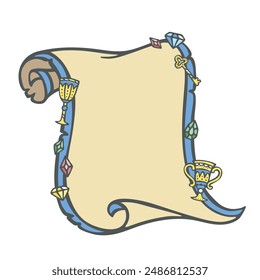 Series of royal paper scroll paper background poster template in cute medieval fairy tale kingdom illustration drawing