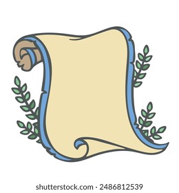 Series of royal paper scroll paper background poster template in cute medieval fairy tale kingdom illustration drawing