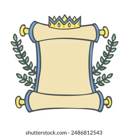 Series of royal paper scroll paper background poster template in cute medieval fairy tale kingdom illustration drawing