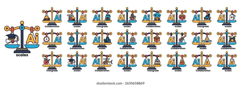 A series of scales with letters on them. The scales are arranged in alphabetical order. The scales are labeled with the letters A through Z
