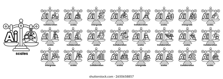 A series of scales with the letters A through Z on them. The scales are all different sizes and are all lined up