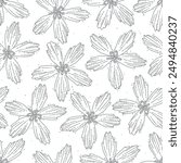 Series of seamless flower pattern motif galore in rustic floral scandinavian outline line for textile fabric wallpaper paper wrap print