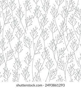 Series of seamless flower pattern motif in rustic floral scandinavian outline line for textile fabric wallpaper paper wrap print