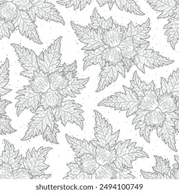Series of seamless flower pattern motif galore in rustic floral scandinavian outline line for textile fabric wallpaper paper wrap print