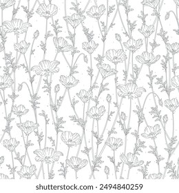 Series of seamless flower pattern motif galore in rustic floral scandinavian outline line for textile fabric wallpaper paper wrap print