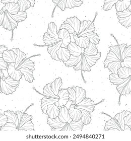 Series of seamless flower pattern motif galore in rustic floral scandinavian outline line for textile fabric wallpaper paper wrap print