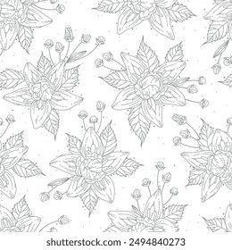 Series of seamless flower pattern motif galore in rustic floral scandinavian outline line for textile fabric wallpaper paper wrap print