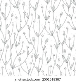Series of seamless flower pattern motif in rustic floral hand drawing outline line textile fabric wallpaper paper wrap print
