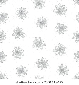 Series of seamless flower pattern motif in rustic floral hand drawing outline line textile fabric wallpaper paper wrap print