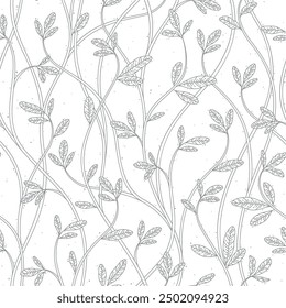 Serie de motivos de patrones de flores sin costura en rústico dibujo floral a mano línea de contorno de tela textil Fondo de pantalla papel wrap impresión
