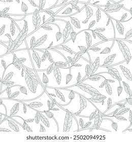 Series of seamless flower pattern motif in rustic floral hand drawing outline line textile fabric wallpaper paper wrap print