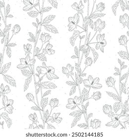 Series of seamless flower pattern motif in rustic floral hand drawing outline line textile fabric wallpaper paper wrap print