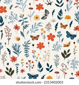 Series of seamless patterns featuring elements from nature such as flowers, leaves, or animals. These versatile patterns can be used for various design projects like backgrounds, textiles, or website 