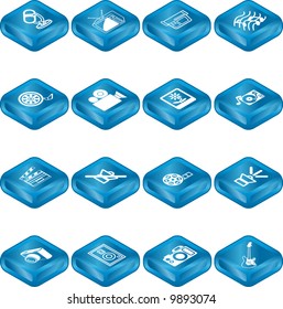 A series set of icons relating to various types of media.