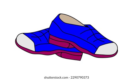 series of shoe doodle line art isolated on white background for cartoon icon web graphic. vector illustration. 