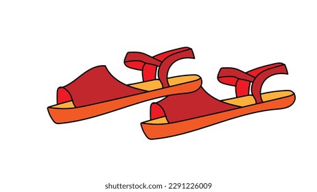 series of shoe doodle line art isolated on white background for cartoon icon web graphic. vector illustration. 