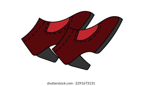 series of shoe doodle line art isolated on white background for cartoon icon web graphic. vector illustration. 