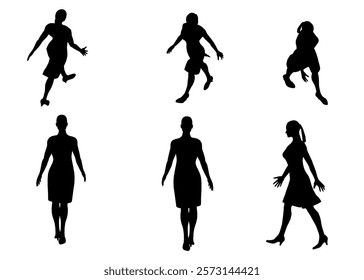 Series of silhouettes of women in various poses, including one with a ponytail. Scene is playful and lighthearted, as the women are depicted as having fun and enjoying themselves