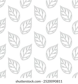 Series of simple leaves pattern motif in scandinavian outline line for textile fabric wallpaper