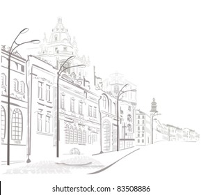 Series of sketches of the streets in the old city