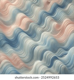  A series of soft, flowing waves that move in gentle, rhythmic patterns across the screen. The waves are composed of pastel tones—light blues, soft pinks, and subtle greens—gradually transitioning fro