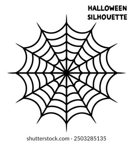 A series of spiderweb variations of Halloween party decorations on black mesh patterns vector lines.