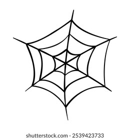 Uma série de variações de teia de aranha de Halloween decorações de festa em padrões de malha preta linhas vetoriais.