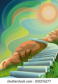 Series of sports vector backgrounds: staircase to Olympus