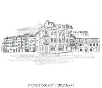 Series of street sketches in the old city