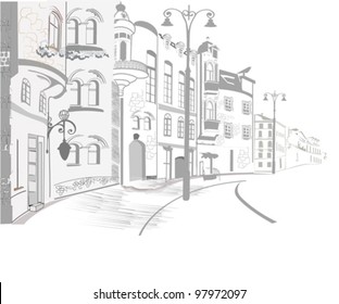 Series of the street sketches in the old city