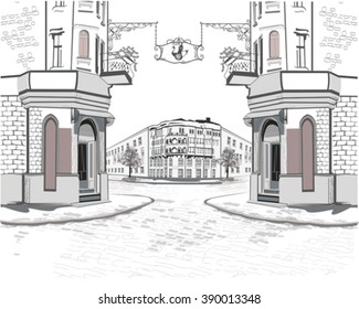 Series of street views in the old city 