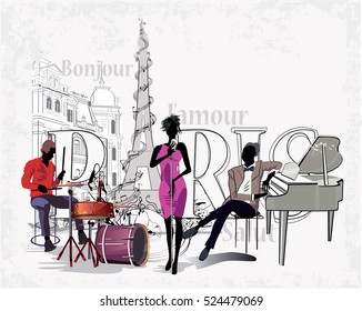 Series of the streets with musicians in Paris.