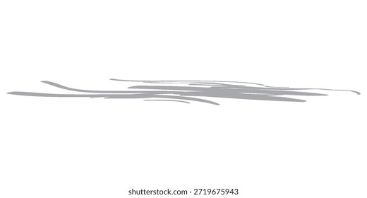 Una serie de pinceladas finas, grises y abstractas que crean una línea dinámica a través de un fondo blanco.
