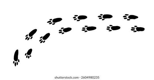 A series of tiny, delicate bunny footprints traverse a snowy expanse under the soft light of dawn, revealing the playful journey of the little creature in search of adventure.