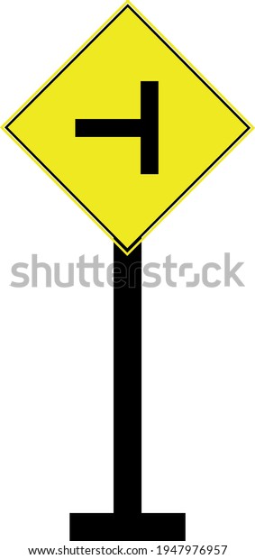 Series traffic sign, a vector of which\
indicates a three-sided intersection with one to the left\
Great\
for icons, symbols, warning\
signs