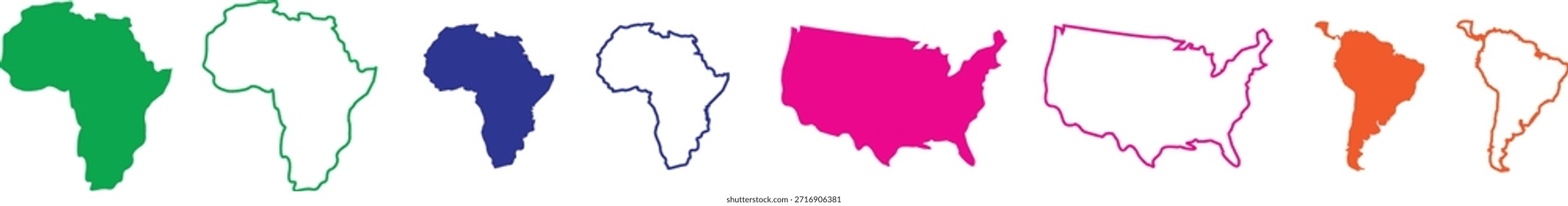 Una serie de contornos de colores y formas únicas se muestran horizontalmente, creando un visual llamativo.