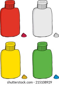 Series of various plastic bottles over isolated background