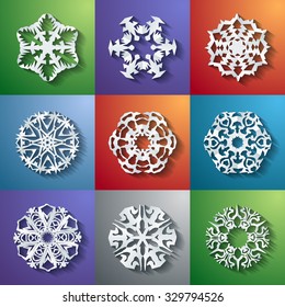 series of vector design part xmas paper snowflakes pattern satisfied cut white holiday star community snowflake winter season abstract background scene pile formal trendy mark christmas ceremony chill