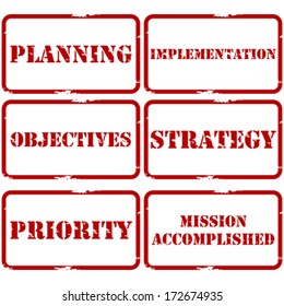 Series of vector stamps that can be used for strategic planning presentations and documents