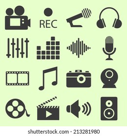 Series of video related icons