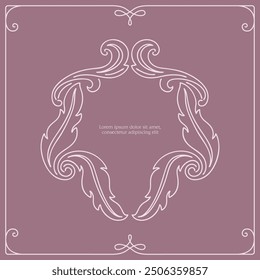 Series of vintage princess frame background layout template story book cover paper page in dusty mauve pink blush line drawing