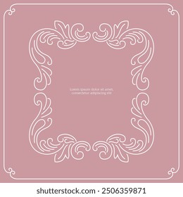 Serie von vintage prinzessin rahmen hintergrund layout vorlage geschichte buch cover papier seite in staubigen mauve rosa erröten linie zeichnung