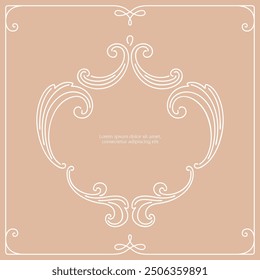 Series of vintage princess frame background layout template story book cover paper page in dusty mauve pink blush line drawing