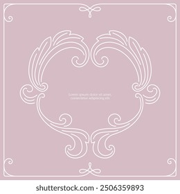Series of vintage princess frame background layout template story book cover paper page in dusty mauve pink blush line drawing