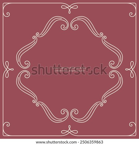 Series of vintage princess frame background layout template story book cover paper page in dusty mauve pink blush line drawing
